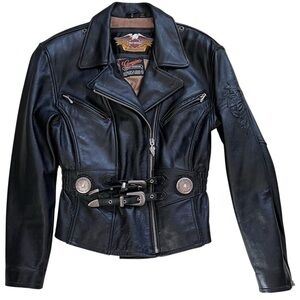 Vintage Harley-Davidson “Sierra Rose” Embossed Leather Moto Jacket